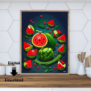 Watermelon print, watermelon printable, printable art, watermelon downloadable, watermelon download, summer decor,summer kitchen,kitchen art