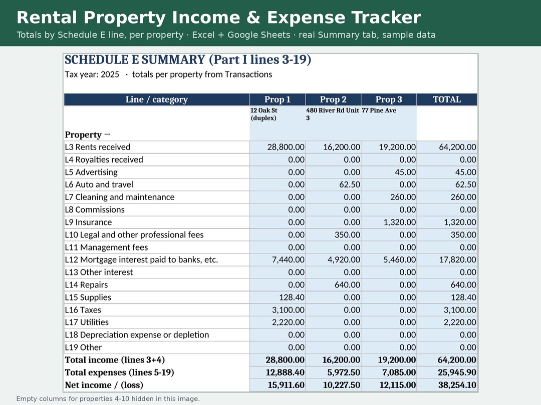 Rental Property Spreadsheet | Landlord Income & Expense Tracker ...