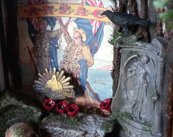 Miniatuur ANZAC-dagdiorama. Anzac-monument.