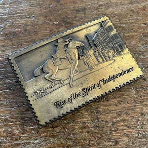 American Revolution Paul Revere Ride Scene Rise of the Spirit of Revolution brass colored Belt Buckle