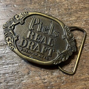 Vintage Piels Real Draft Premium Beer Advertising brass colored belt buckle