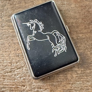 unicorn cigarette case Devil Em1 with Built in Lighter Metal Wallet Unicorn Cigarette Case Business Card