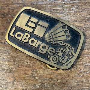 Vintage buckle La Barge pipe and steel industry advertising solid brass belt buckle Provo Utah