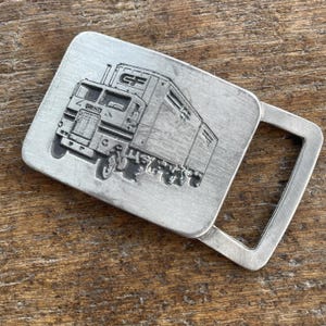 Vintage CF advertising Tractor Trailer Truck pewter belt buckle