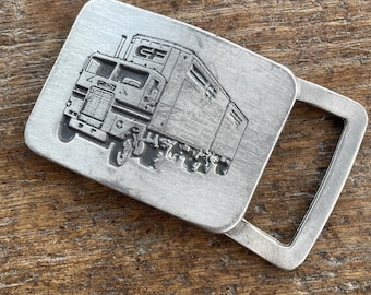 Vintage CF advertising Tractor Trailer Truck pewter belt buckle