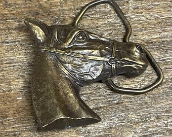 Vintage Horse Head Belt Buckle – Solid Brass (1976 Bergamot  display picture 2