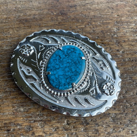 Vintage Buckle Silver Colored With Composite Blue Colored  display picture 2