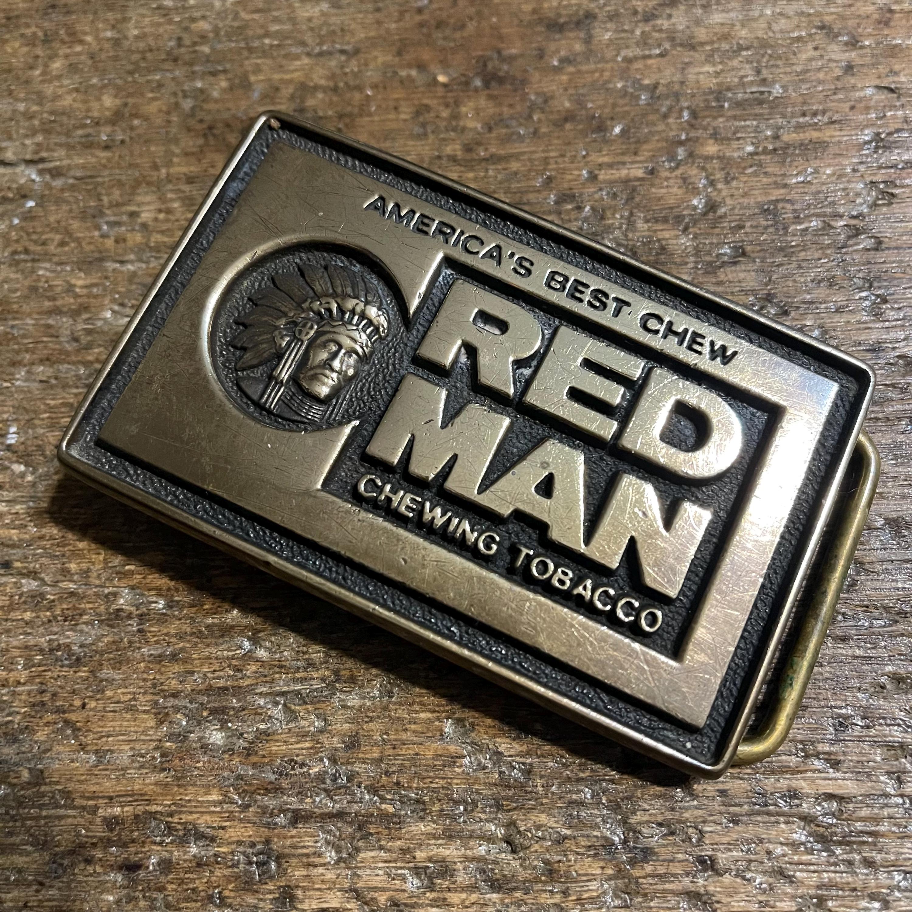 Vintage Red Man Chewing Tobacco America’s Best Chew Advertising Solid Brass  belt buckle