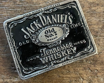 Vintage Jack Daniels Tennessee Whiskey alcohol advertising pewter Enameled belt buckle