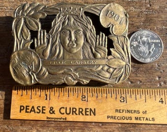 Vintage Belt Buckle Antique Lillie Langtry 1901 the Jersey Lily