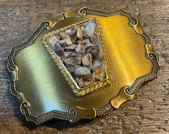 Vintage Metal Belt Buckle With Stones - Etsy
