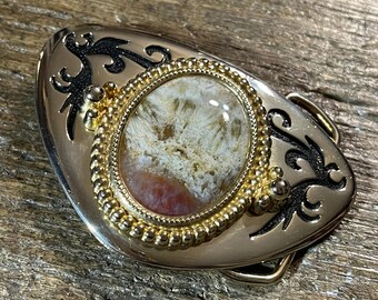 Vintage Rhodonite Gemstone Two Tone Slide Through Belt  display picture 3