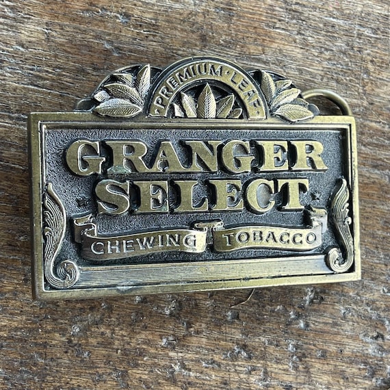 Vintage Granger Select Chewing Tobacco Advertising limited edition Brass  colored belt buckle 1988 USA