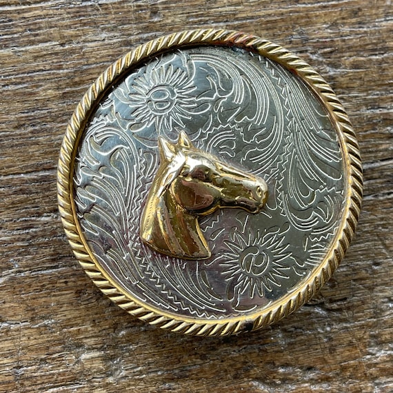 Vintage Outstanding Metal Statement Sized Horse Head Belt Buckle/Scarf Slide Vintage Metal Belt Buckle, Horse Head, Nice Design, Standard  main image 4