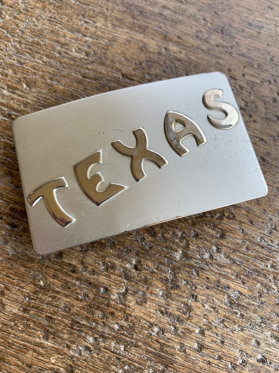 Vintage Texas raised letter design pewter amd chro