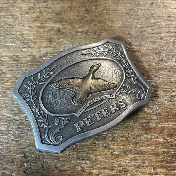 Vintage Peters Ammunition Advertising Duck Belt Buckle