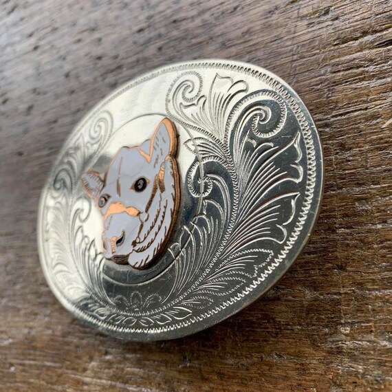 Vintage Western Cattle Head Design And Floral Enamele Gem vintage-western-cattle-head-design-and-floral-enamele-gem