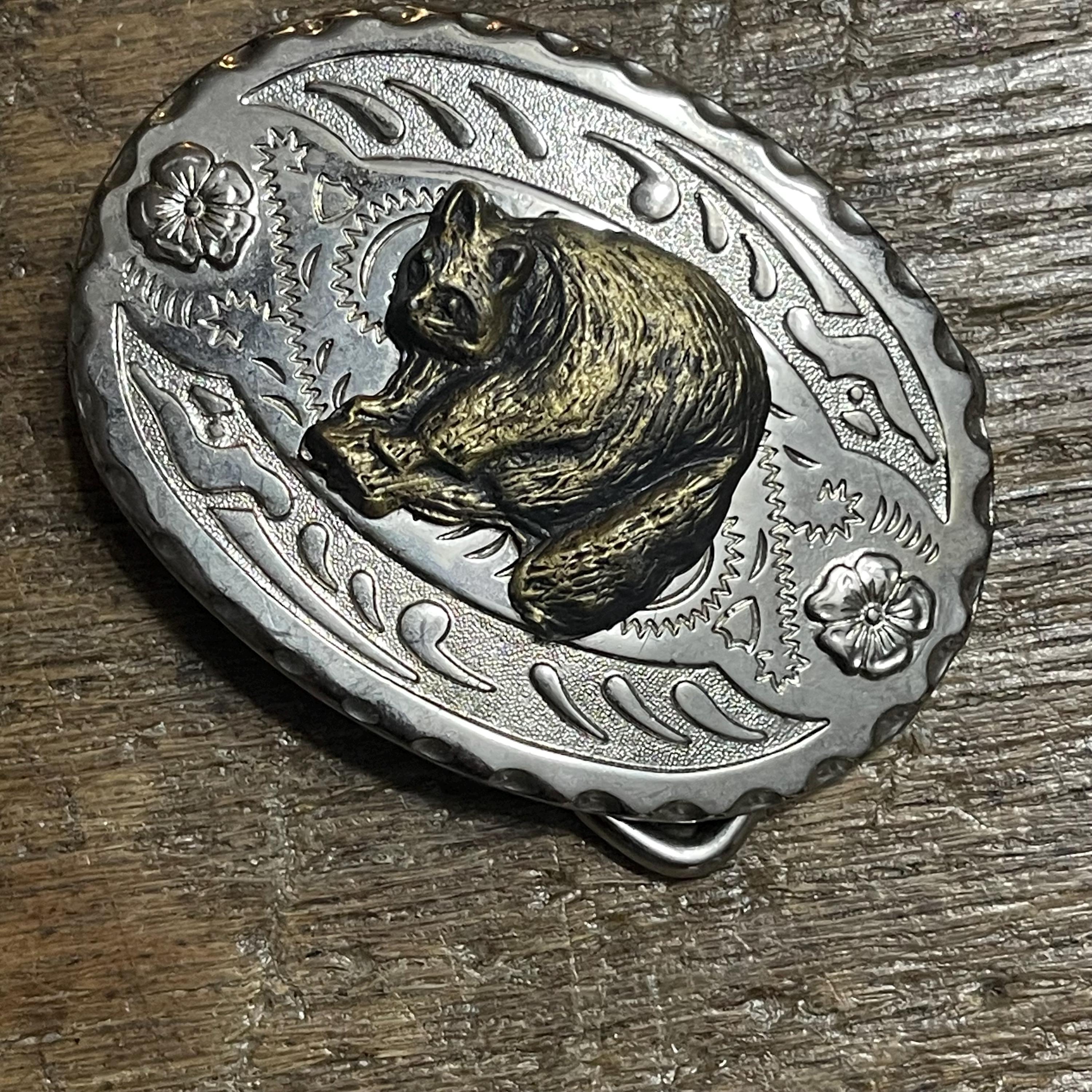 New silver Panda Bear belt buckle Gold Or Silver Silver Metal Round Shape Spinning Large Size Panda Bear Belt  main image 3