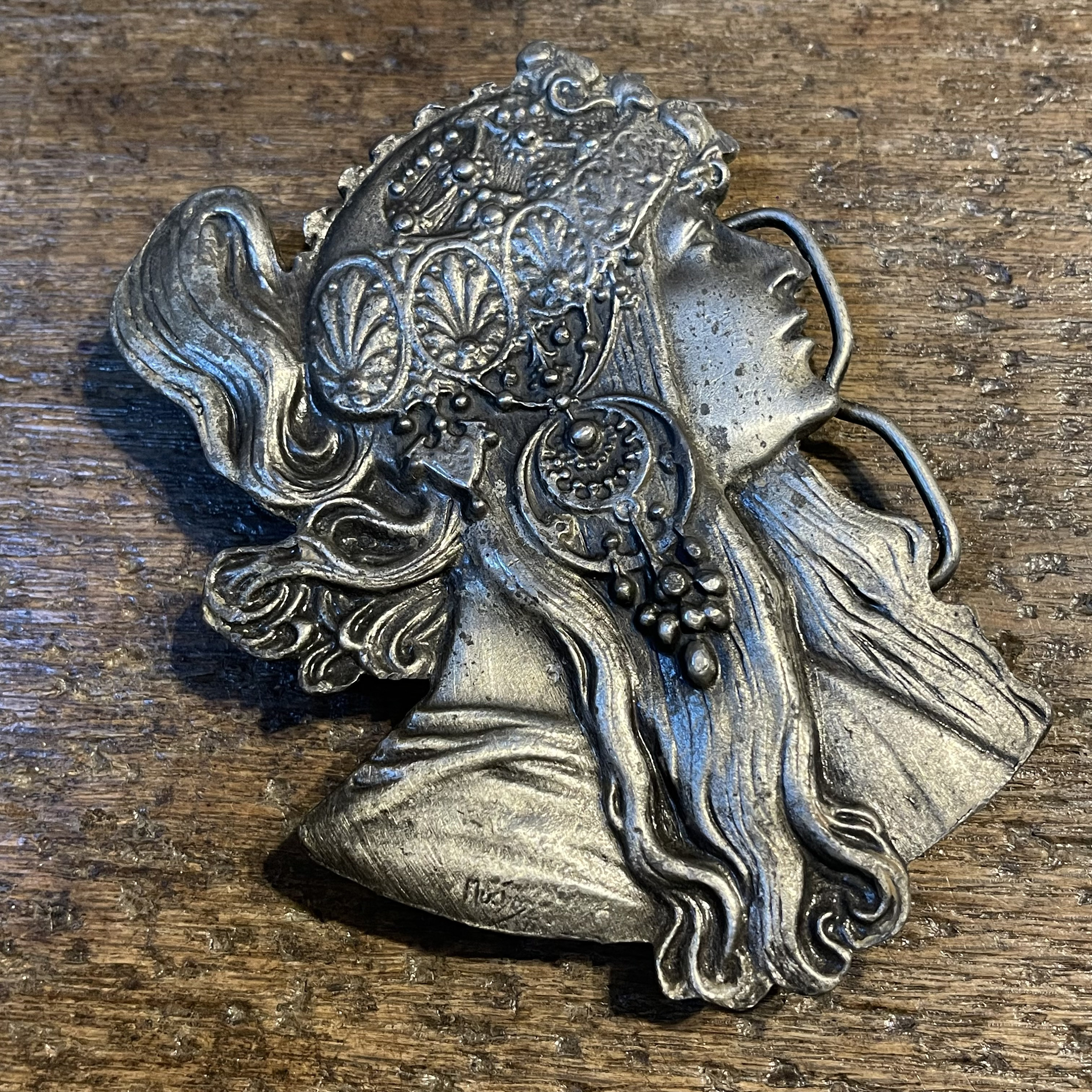 Vintage 1970s Alphonse Mucha Bergamot Brass Works Art 