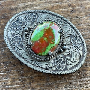 Green Agate Western Belt Buckle - Etsy display picture 1