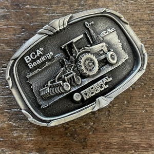 Vintage buckle BCA Bearings Federal Mogul Tractor Farming Agricultural Equipment pewter colored belt buckle made in USA