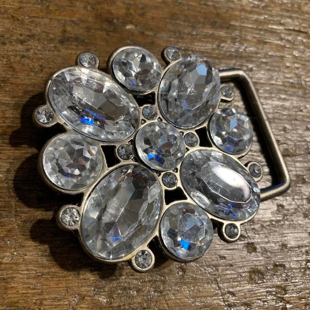 Belt Buckle With Rhinestones and Pewter Colored Metal Belt Buckle - Etsy