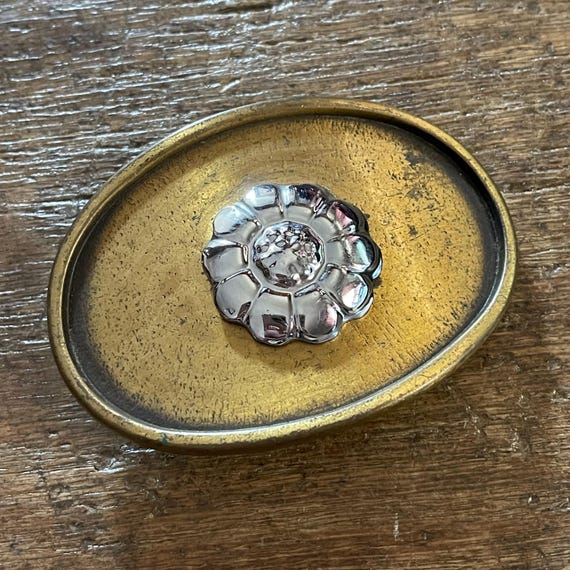 Western Silver Colored Flower Brass Colored Belt Buckle - Etsy display picture 1