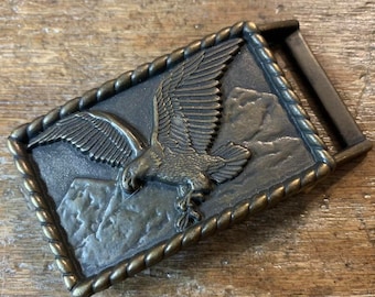 Eagle Belt Buckle Done in Gold Finish Over Alpaca Silver Made in Mexico  Great Gift for Him Free Shipping Within the USA 
