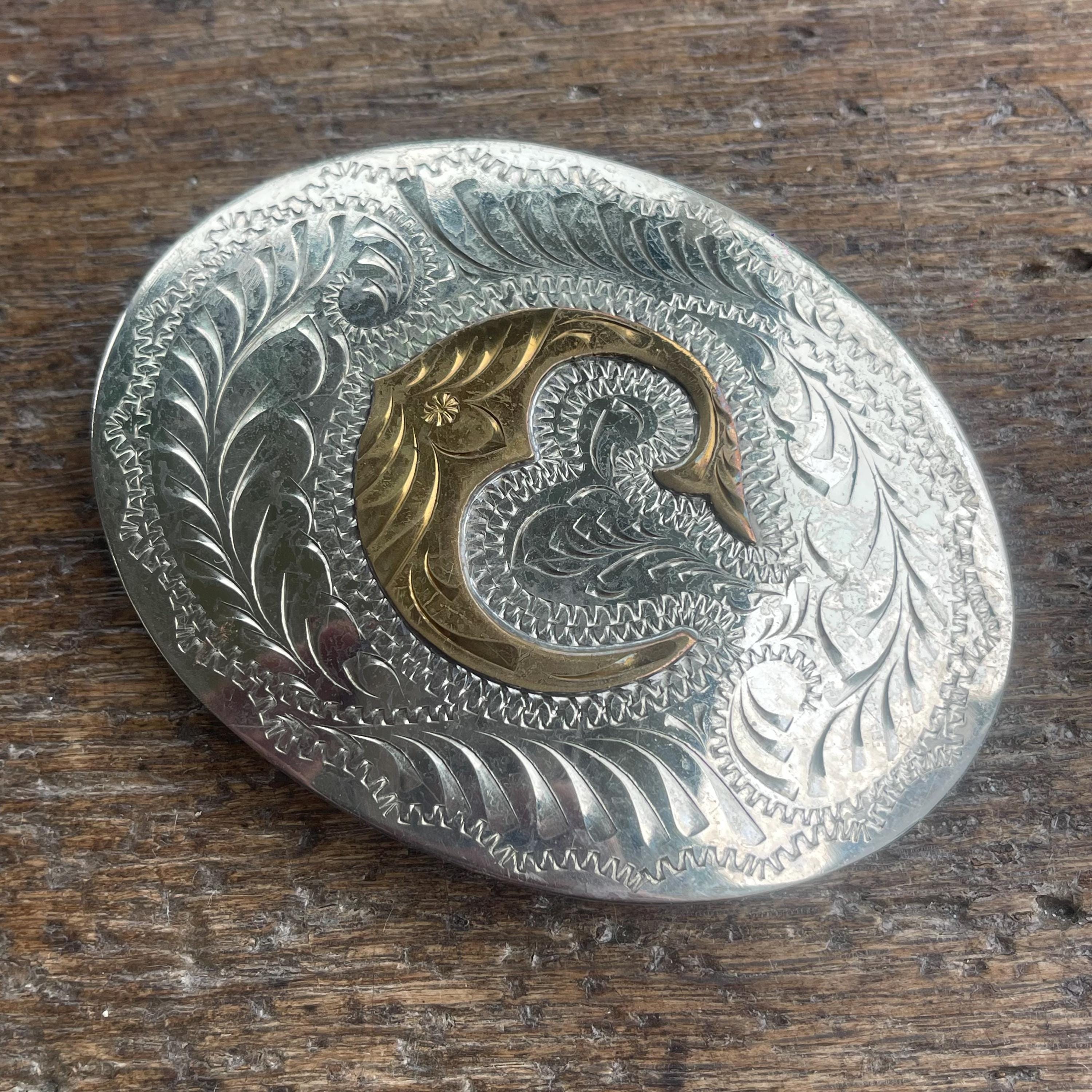 Southwest Floral & Cactus Engraved Belt Buckle - Polished Zinc & Iron B1057 - Natural Floral/Cactus Tooled Belt - Double J Saddlery main image 4