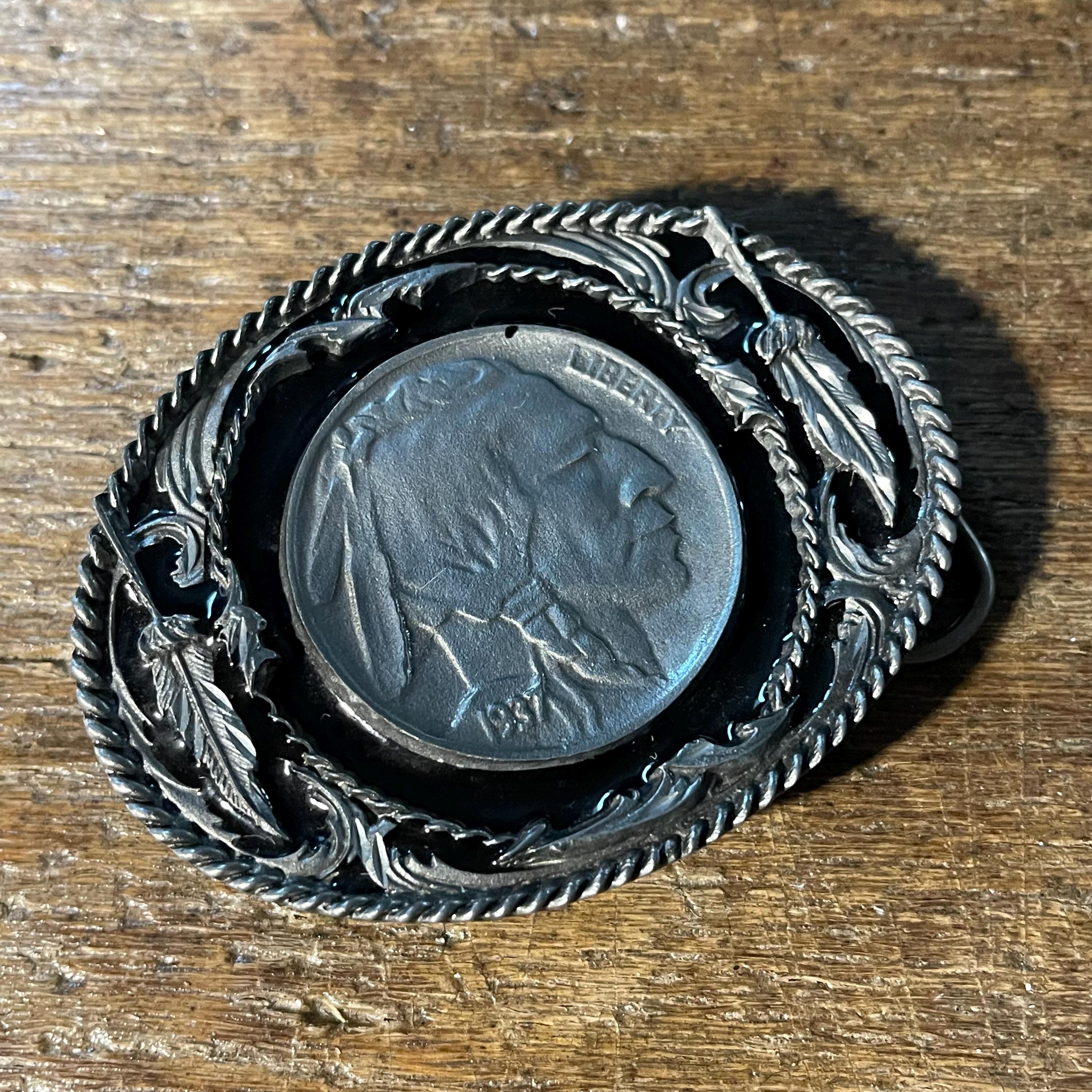Native American Buffalo Nickel Silver Colored With Black 