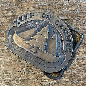 Vintage Buckle Keep on Camping Wilderness Forest Canoe  display picture 1