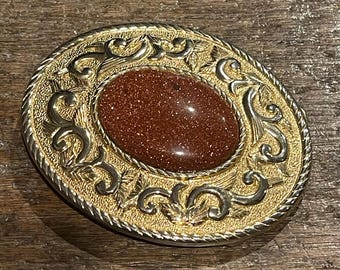 Western Gold Tone Belt Buckle With Colorful Oval Stone + - Etsy display picture 1