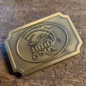 Vintage buckle Bird & Son Advertising brass colored belt buckle