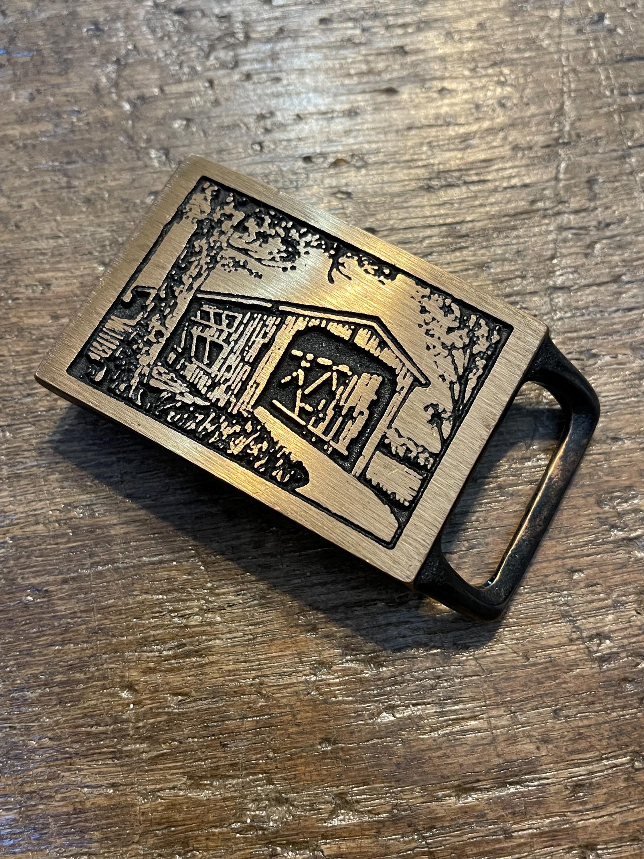 Vintage 70s Langley Bridge Belt Buckle by Tech Ether Guild Vintage Tech Ether Guild Solid Brass Belt Buckle 1975  main image 2