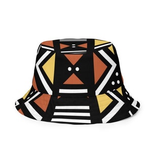 African Print Mud Cloth Print Reversible bucket hat