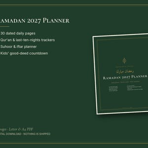Ramadan 2027 Planner Printable, 30 Dated Daily Pages, Quran Tracker and Kids Countdown image 6