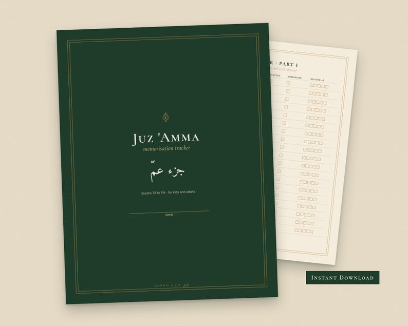 Juz Amma Tracker Printable for Kids, Juz 30 Quran Memorization Chart image 1