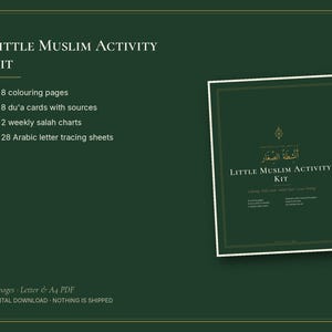 Little Muslim Activity Kit, Islamic Coloring Pages, Du'a Cards and Arabic Tracing image 6