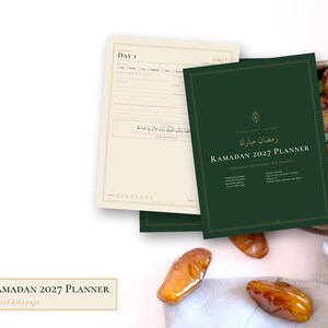 Ramadan 2027 Planner Printable, 30 Dated Daily Pages, Quran Tracker and Kids Countdown image 1