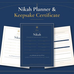 Nikah Planner and Muslim Wedding Keepsake Certificate Printable, Ceremony Checklist, Mahr Log and Guest Organizer in Letter & A4