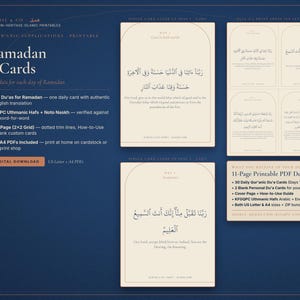 30 Ramadan Dua Cards Printable, One Dua a Day, Arabic and English, PDF