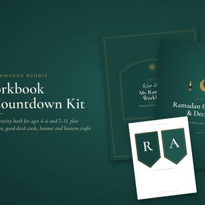 Kids Ramadan Bundle Printable, Ramadan Activity Book and Countdown Calendar, Good Deeds Cards, Ramadan Banner & Lantern Crafts