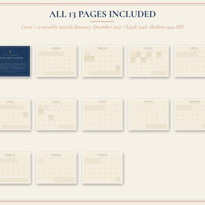 2027 Islamic Calendar Printable | Hijri 1448-1449 and Gregorian Wall Calendar, Ramadan & Eid Dates Muslim Family Planner PDF image 2