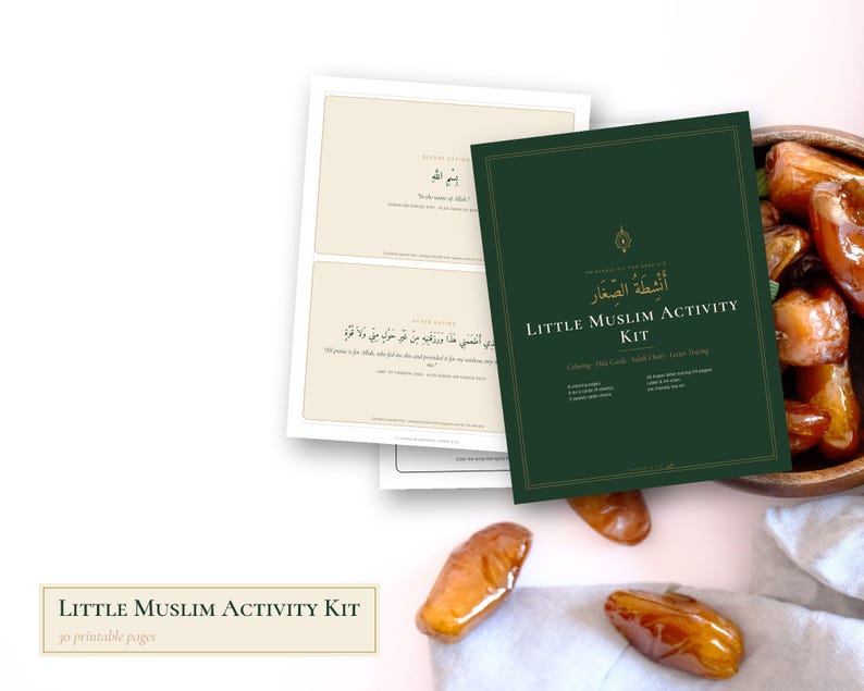 Little Muslim Activity Kit, Islamic Coloring Pages, Du'a Cards and Arabic Tracing image 2