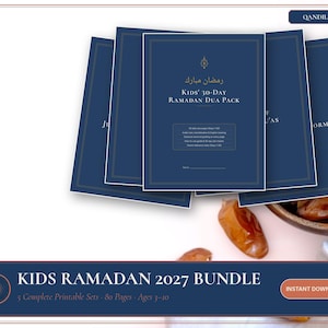 Muslim Kids Ramadan 2027 Bundle Printable, 5 Islamic Activity Sets, 30 Day Ramadan Dua Pack, Juz Amma Tracker, Busy Book, Arabic Workbook