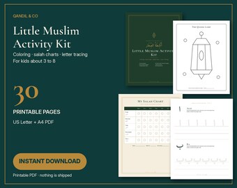 Ramadan Kids Activity Pages Ages 3-8, Coloring, Arabic Letter Tracing, Dua Cards, PDF