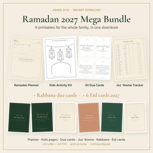 Ramadan 2027 Planner Printable Bundle, Kids Ramadan Activities, Dua Cards, Eid Cards, Juz Amma Tracker, Gift for Muslim Mom