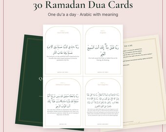 30 Ramadan Dua Cards Printable, One Dua a Day, Arabic and English, PDF