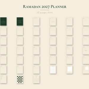 Ramadan 2027 Planner Printable, 30 Dated Daily Pages, Quran Tracker and Kids Countdown image 2