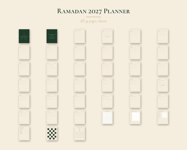 Ramadan 2027 Planner Printable, 30 Dated Daily Pages, Quran Tracker and Kids Countdown image 2